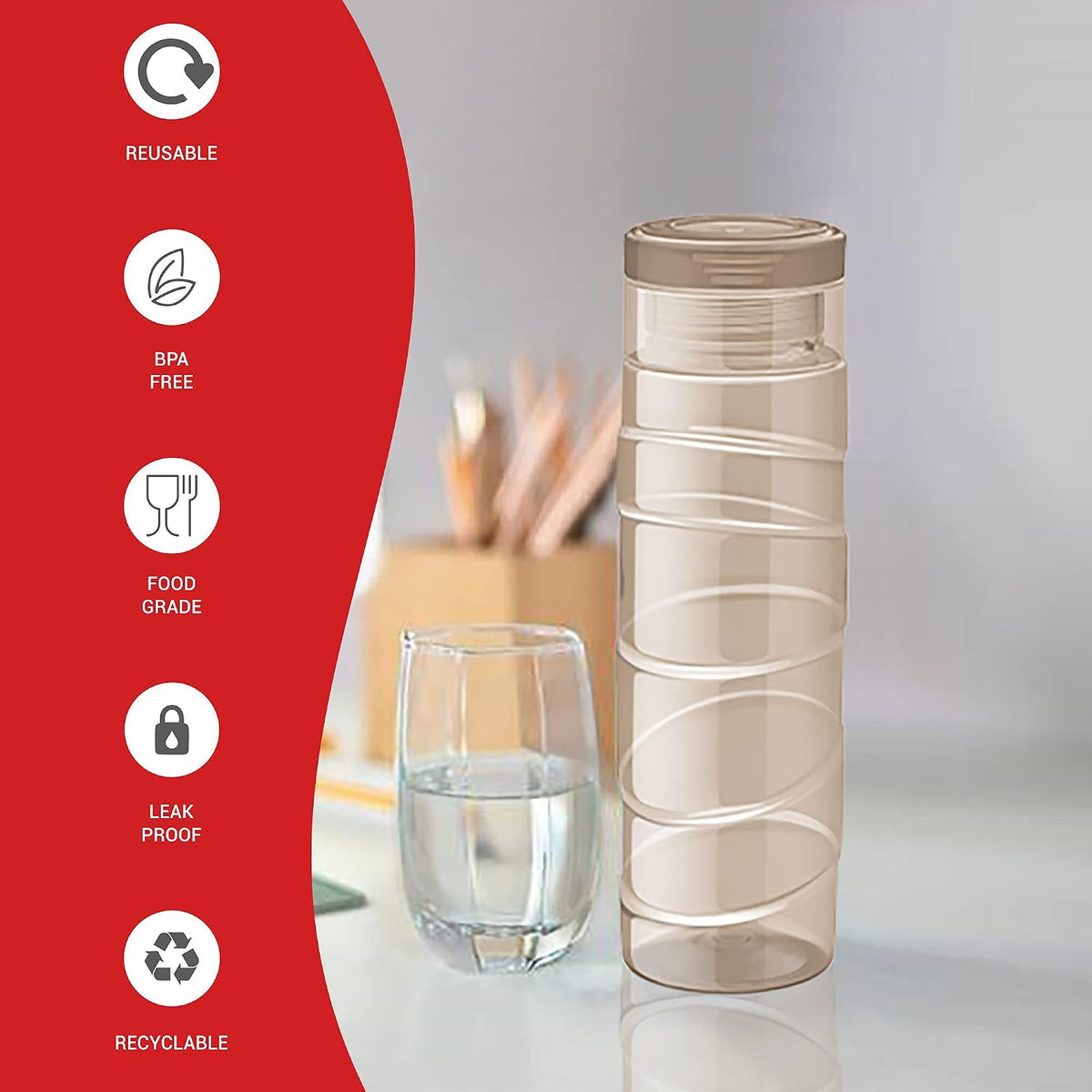 Milton Thunder 1000 Pet Water Bottle, 1 Piece, 1 Litre, Brown