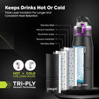Stainless Steel Water Bottle Atlas Knight Black 740ml