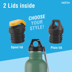 MILTON Marine 900 Stainless Steel Water Bottle, 2 Leakproof Lid, Single Walled, ISI Certified I For School, Office, Gym I 880 ml, Military Green