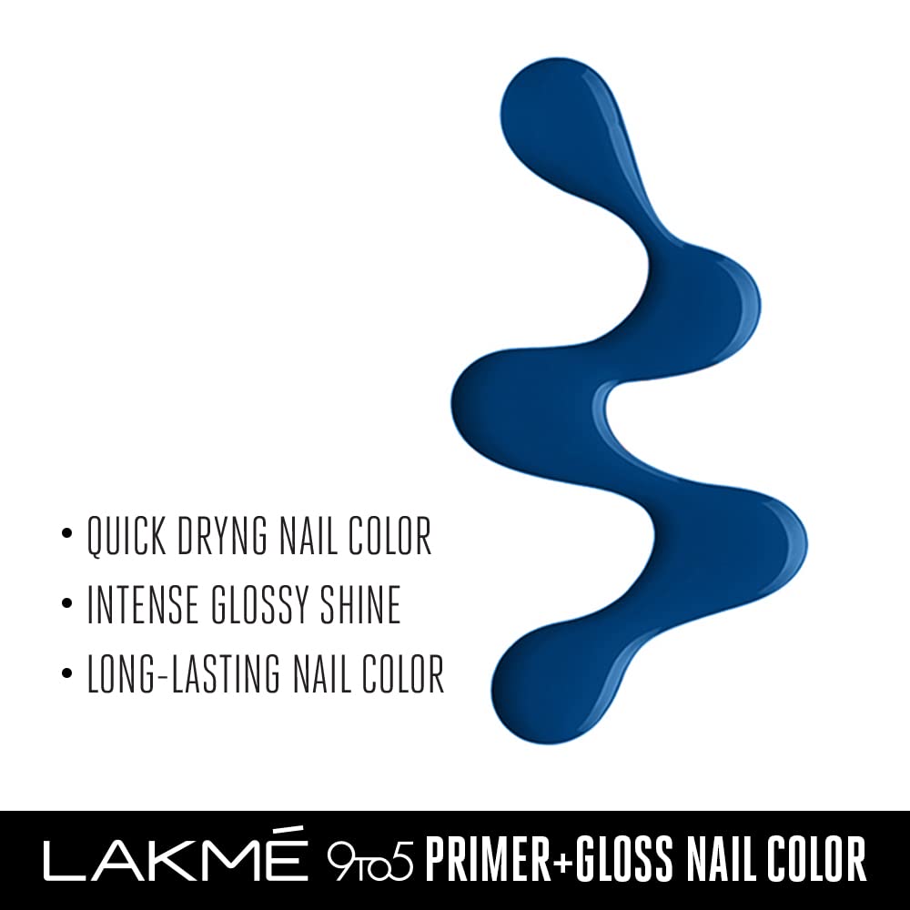 LAKMÉ 9 To 5 Primer + Glossy Finish Nail Colour|| Blueocean|| 6Ml
