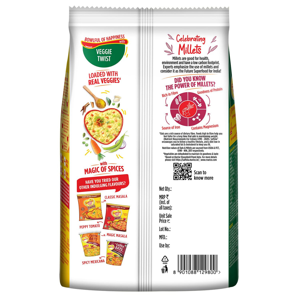 Saffola Masala Oats|500 G / 550 G (Pack of 3)
