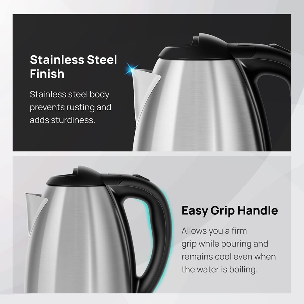 Wipro Vesta 1.8 Litre SS Kettle with Keep warm Function | Auto cut off | Dry Boil Protection & Over Heat Protection | 2 Years Warranty (SS, 1500 Watt)