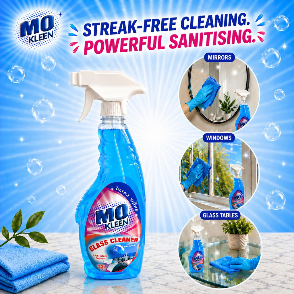 MO KLEEN Glass Cleaner Ultra Shine 5Kg | Anti-Bacterial Glass & Surface Cleaner | Streak-Free Shine for Mirrors, Glass, Screens & Furniture