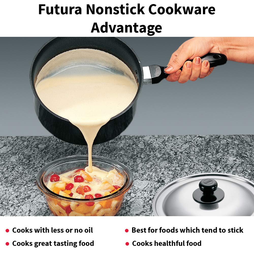 Hawkins Futura 3 Litre Saucepan, Non Stick Sauce Pan with Stainless Steel Lid, Small Sauce Pan, Black (NS30S)