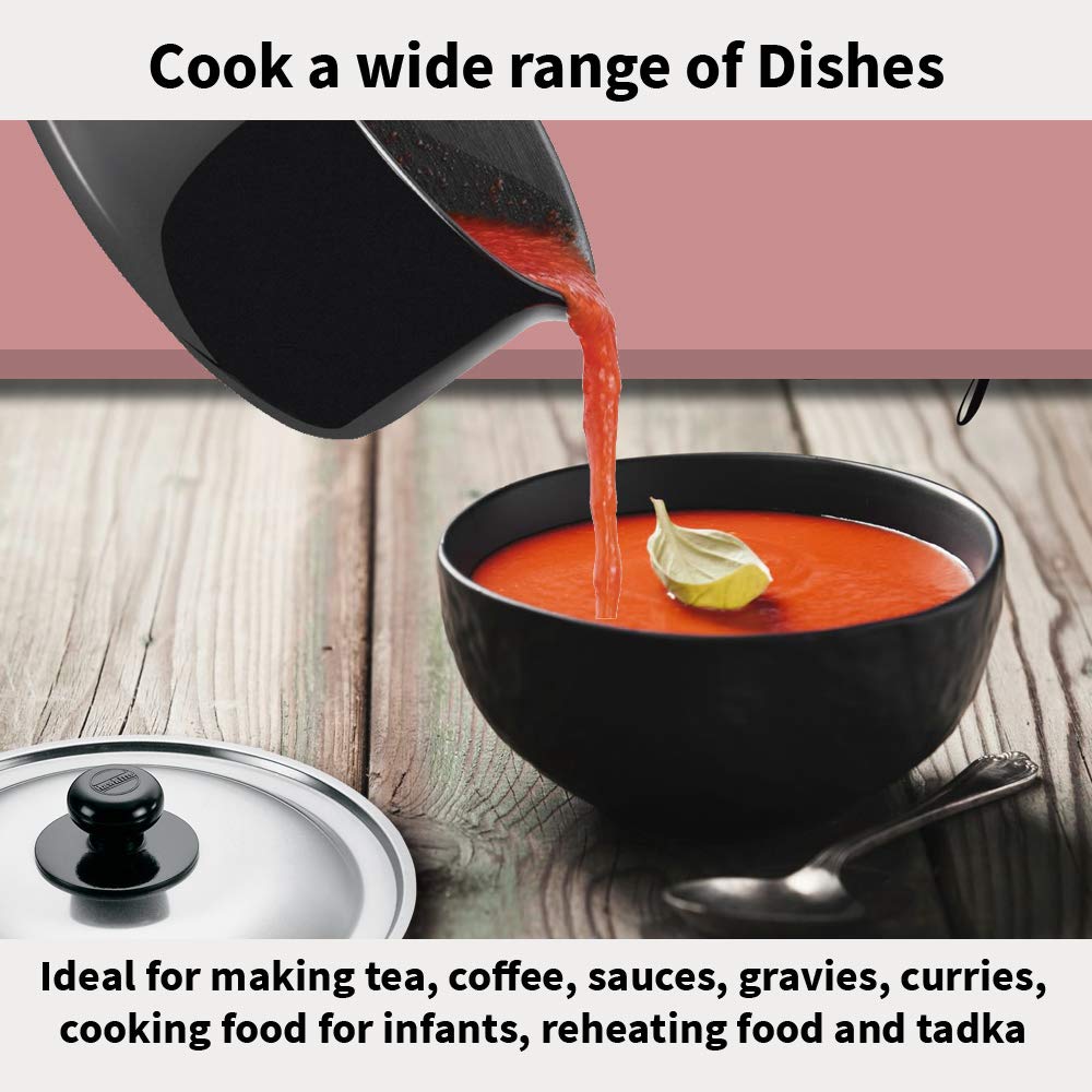 Hawkins Futura 3 Litre Saucepan, Non Stick Sauce Pan with Stainless Steel Lid, Small Sauce Pan, Black (NS30S)