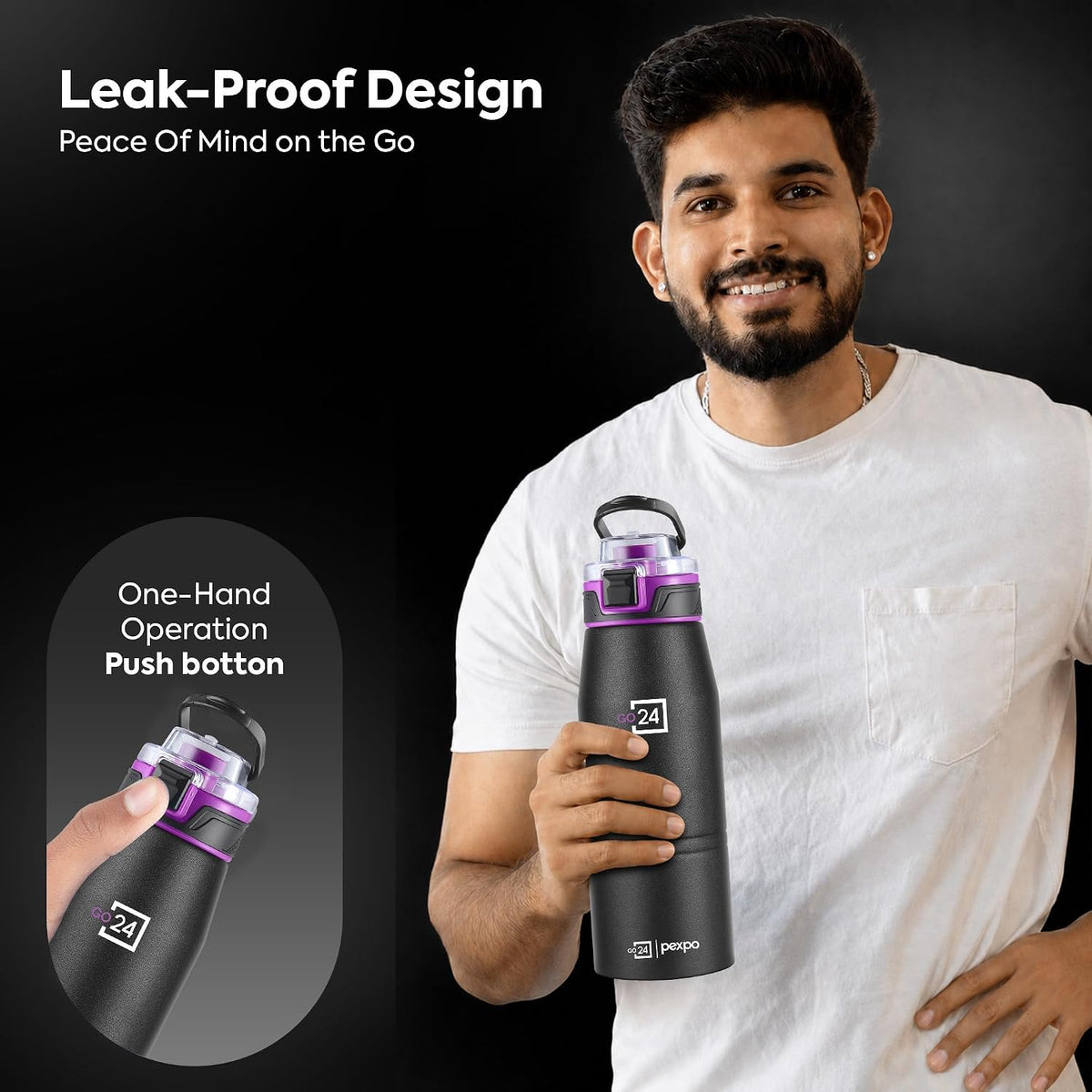 Stainless Steel Water Bottle Atlas Knight Black 740ml