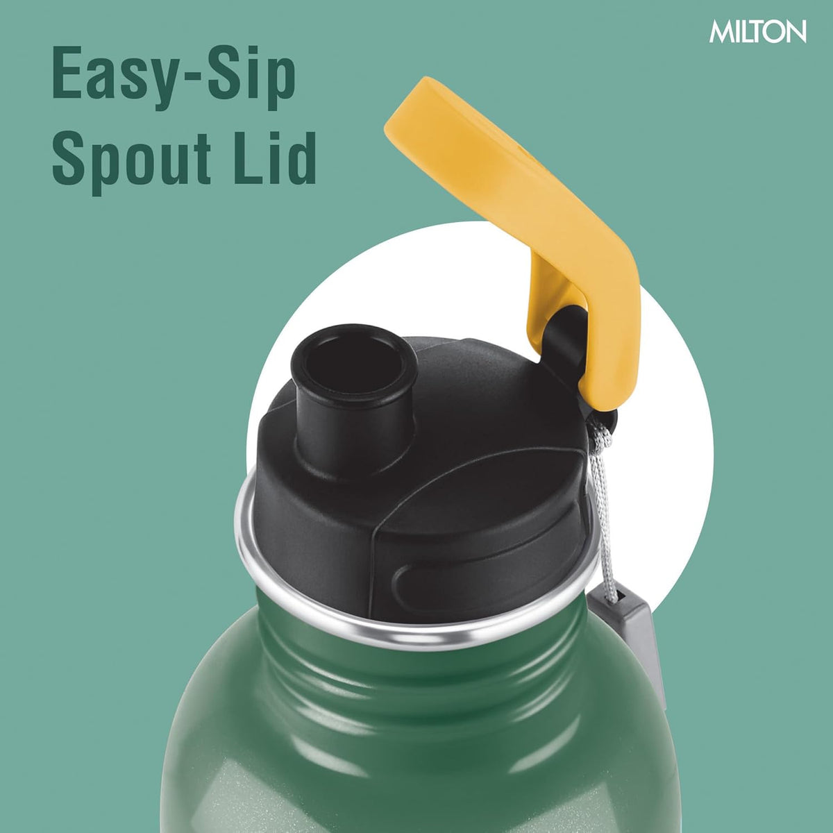 MILTON Marine 900 Stainless Steel Water Bottle, 2 Leakproof Lid, Single Walled, ISI Certified I For School, Office, Gym I 880 ml, Military Green