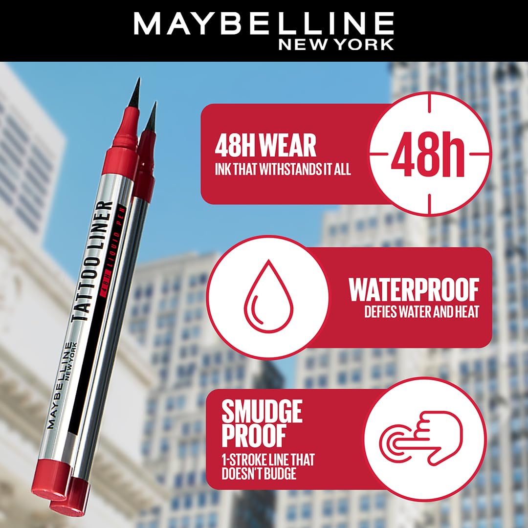 Maybelline New York Tattoo 48H Liquid Pen EyeLiner, Black