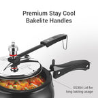 Milton Pro Cook Induction Cookware & Gas Stove Friendly Hard Anodized Royal Curve Pressure Cooker 2 Litre | SS304 Stainless Steel Inner Lid | 2X Harder Alloy Steel | ISI Certified | 5 Year Warranty