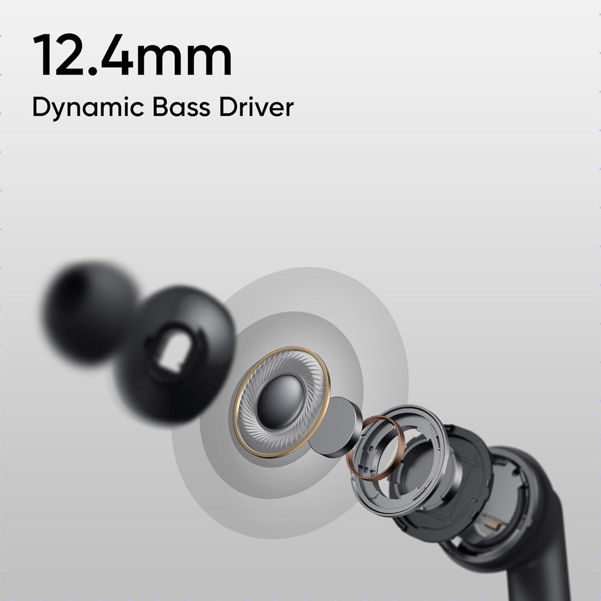 realme Buds T310 True Wireless in-Ear Earbuds with 46dB Hybrid ANC, 360° Spatial Audio, 12.4mm Dynamic Bass Driver, Upto 40Hrs Battery and Fast Charging (Vibrant Black)
