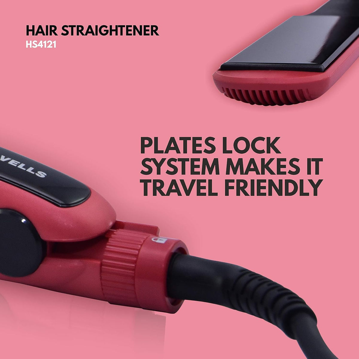Havells HS4121 Wide Plate Hair Straightener | 5 temperature settings | Digital Display | Instant Heating Technology| For all hair types| Worldwide Voltage Compatible| 2 Year Brand Guarantee
