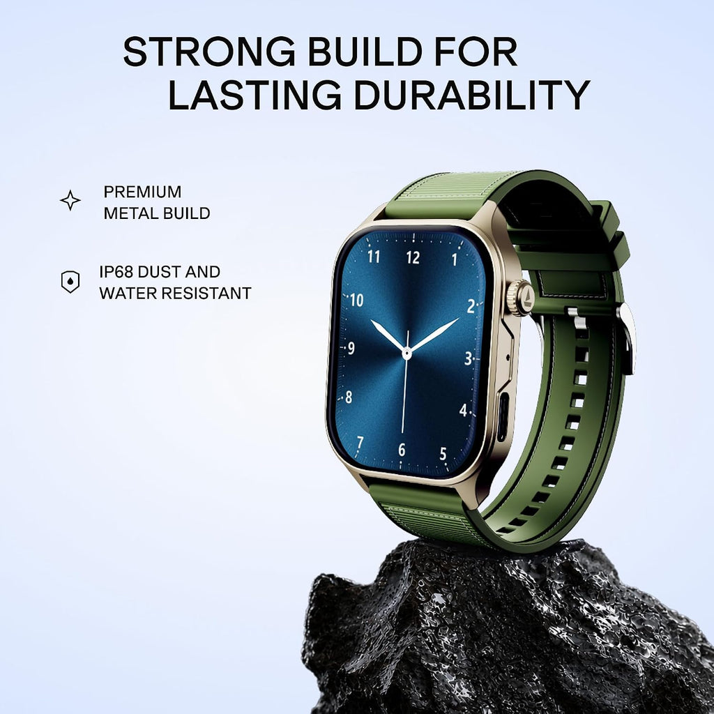 boAt New Launch Ultima Vogue 2, India's First AMOLED Type-C Smartwatch, 1.96" Display, 1000 nits Brightness, Metal Body w/Premium Straps, 10-Days Battery Life, Smartwatch for Men & Women (Jade Green)