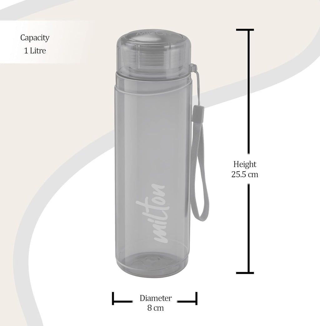 MILTON Hector 1000 Pet Water Bottles, Set of 3, 1 Litre Each, Assorted, Reusable Plastic Fridge Bottle, BPA Free and Leak Proof Bottles for Travel, Work