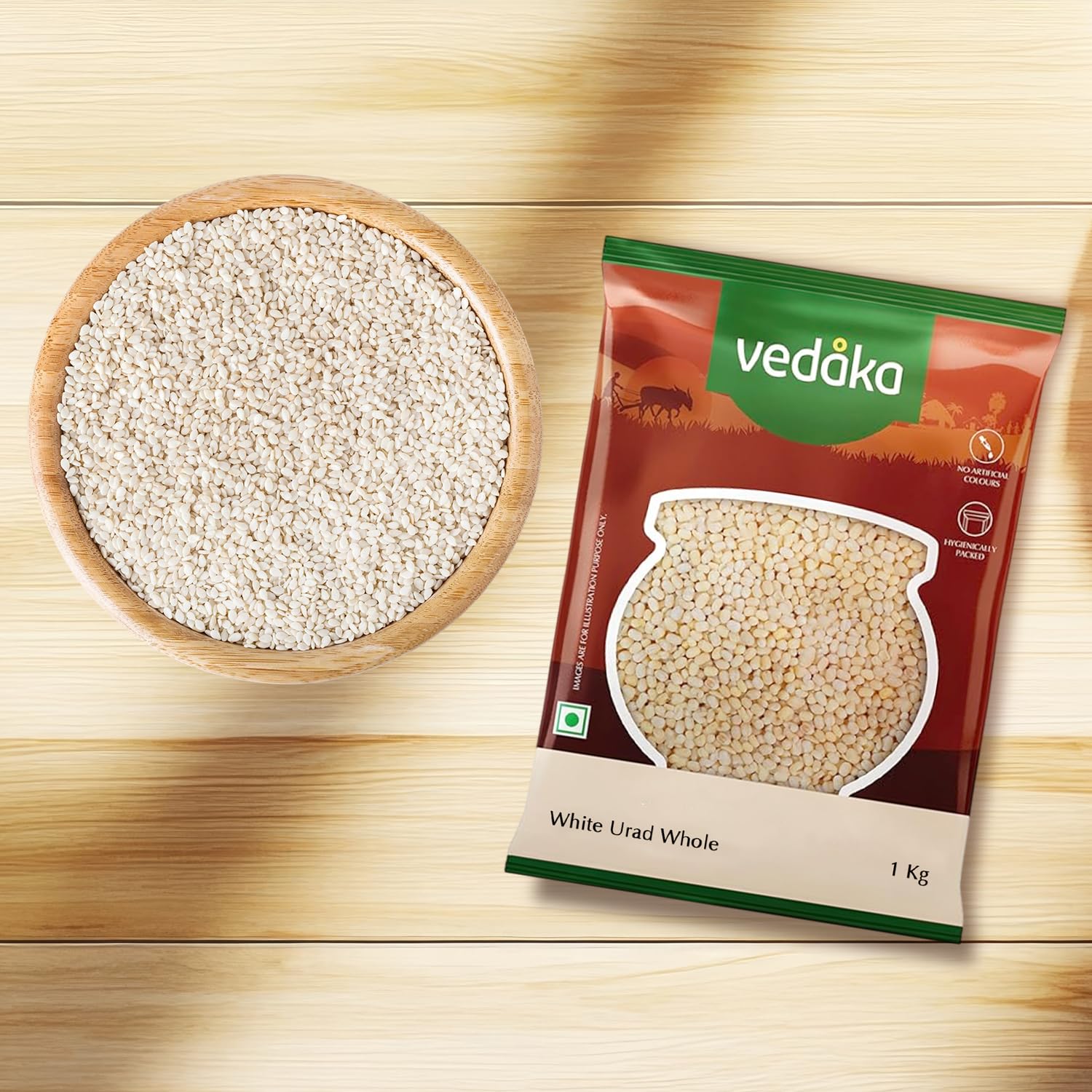 Vedaka Unpolished White Urad Whole | 1 Kg