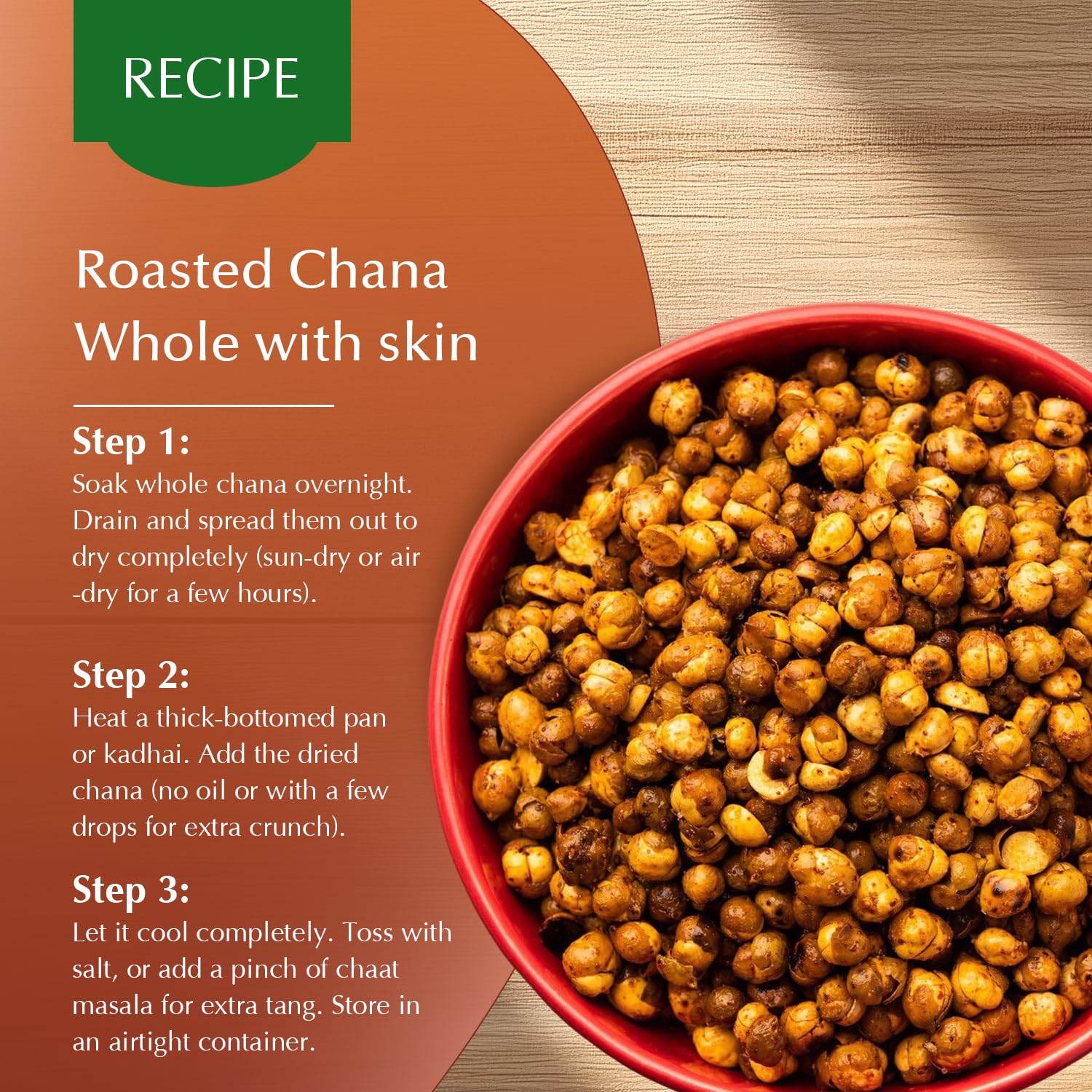 Vedaka Roasted Chana Whole With Skin | 500 g