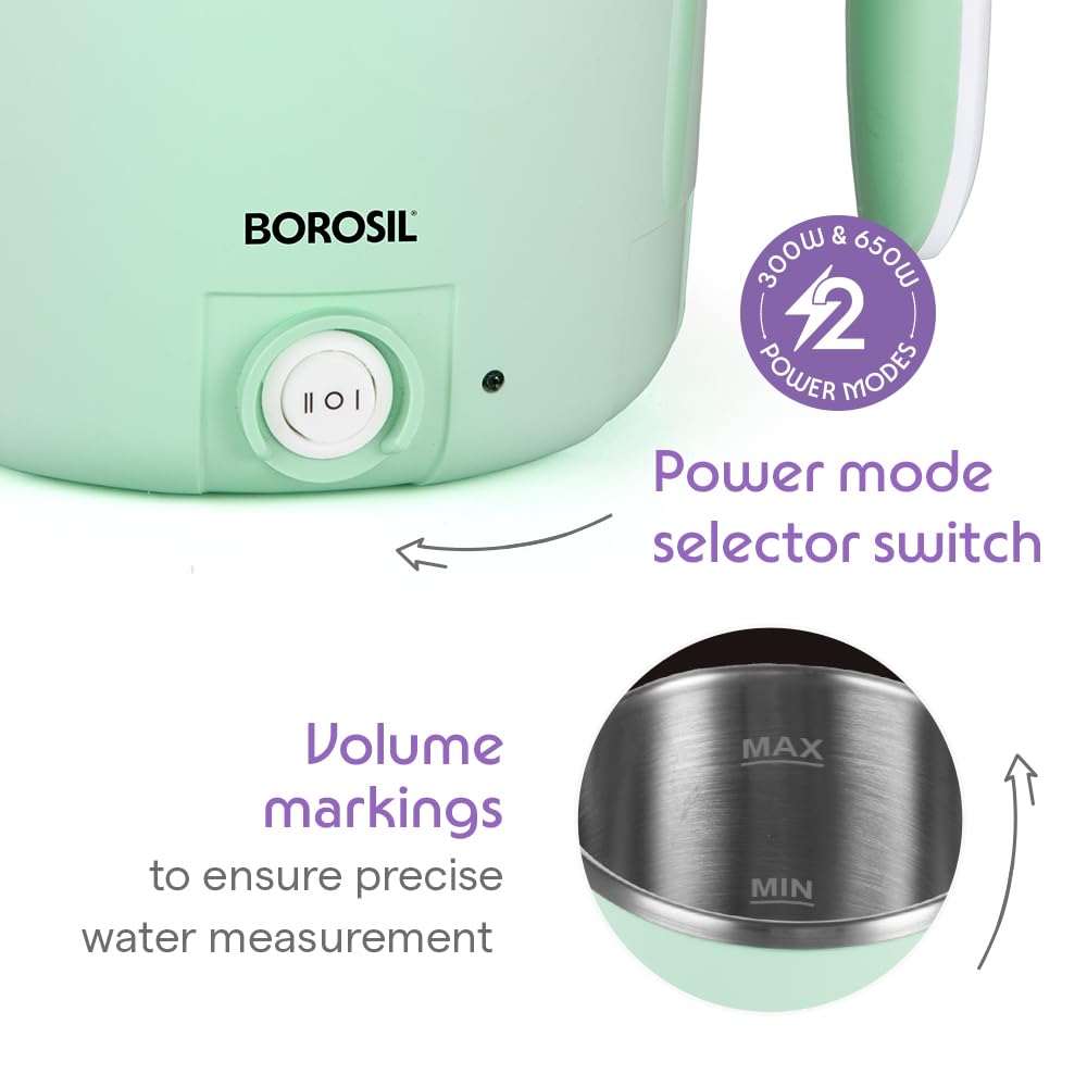 Borosil 1.2L Klassic Made in India Electric Steel Kettle with Steamer | Temperature Control Knob, Overheat Protection | For Boiling & Steaming Vegetables, Momo, Egg, Tea, Coffee | 1 Year Warranty