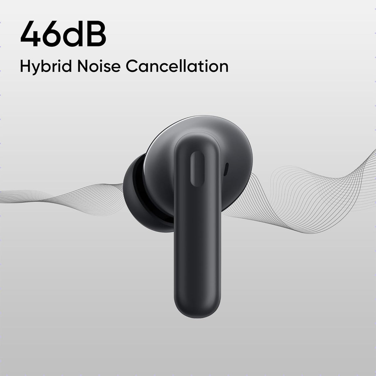 realme Buds T310 True Wireless in-Ear Earbuds with 46dB Hybrid ANC, 360° Spatial Audio, 12.4mm Dynamic Bass Driver, Upto 40Hrs Battery and Fast Charging (Vibrant Black)