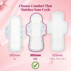Niine Naturally Soft XXL Extra Soft & Cottony Sanitary Pads for Women | 305mm Long | 120 Pads, Pack of 3 | Super Day & Night Pads | Rapid 2X Absorption