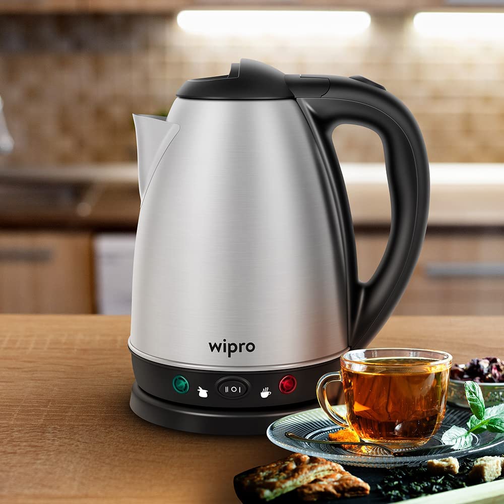 Wipro Vesta 1.8 Litre SS Kettle with Keep warm Function | Auto cut off | Dry Boil Protection & Over Heat Protection | 2 Years Warranty (SS, 1500 Watt)