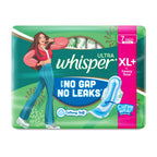 Whisper Ultra Upto No Gap No Leaks* Sanitary Pads, 7 XL+ Pads