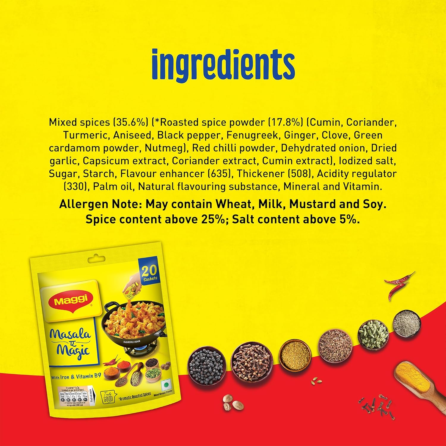 MAGGI Masala-ae-Magic Vegetable Masala, All in One | 120g Pouch (6g x 20 Sachets)