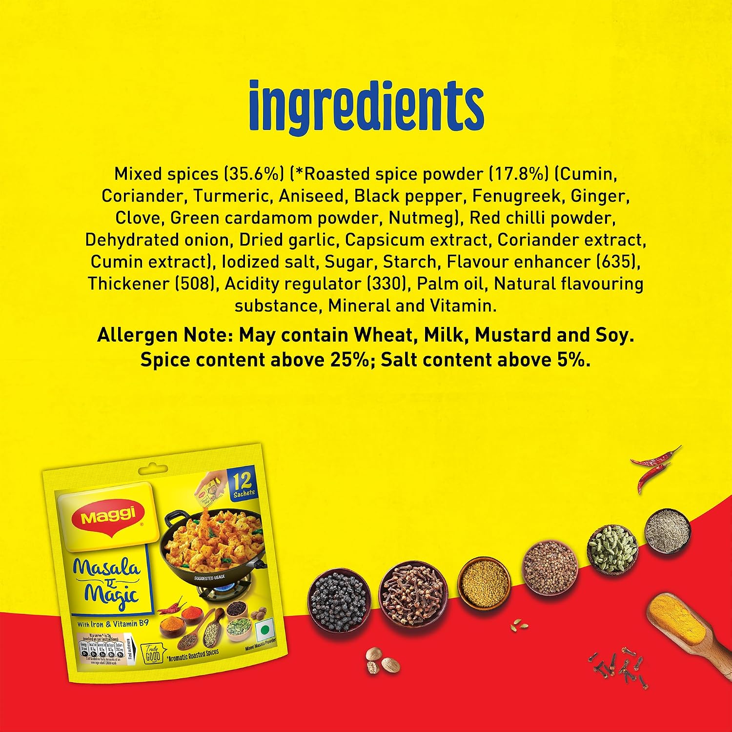 MAGGI Masala-Ae-Magic Vegetable Masala, 72 Grams Pouch (6 G x 12 Sachets)