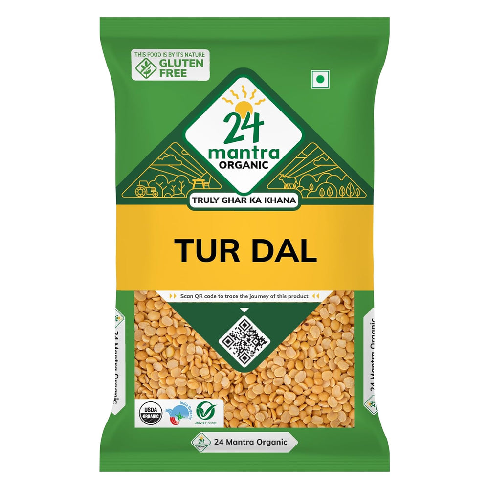 24 Mantra Organic Unpolished Tur Dal/Pigeon Pea/Arhar Dal/Pavuram Bathani - 500gms
