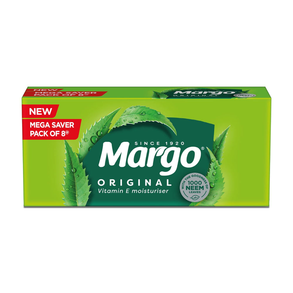 Margo Original Neem Soap 125gm X 8 | Powered With Goodness of 1000 Natural Neem Leaves | Soap for Clear and Beautiful Skin | Infused with Vitamin E for...