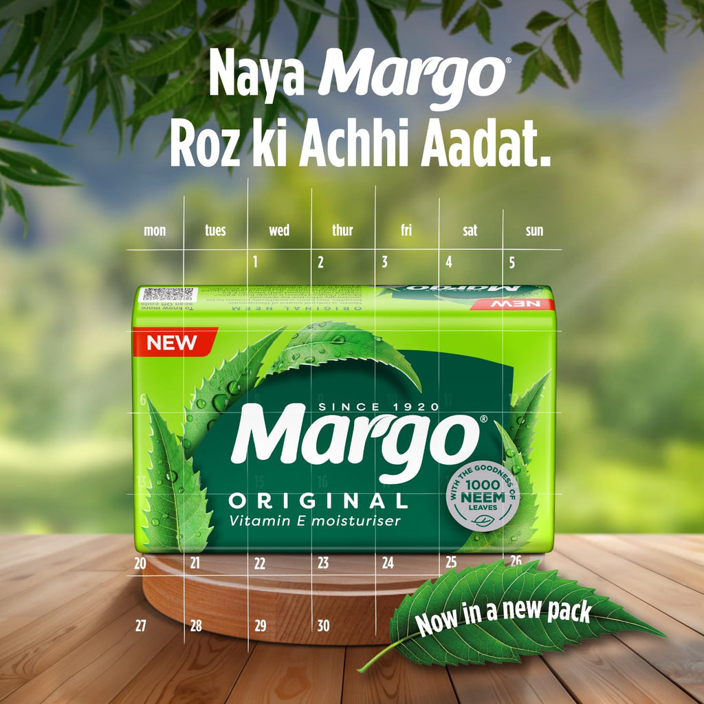 Margo Original Neem Soap 125gm X 8 | Powered With Goodness of 1000 Natural Neem Leaves | Soap for Clear and Beautiful Skin | Infused with Vitamin E for...