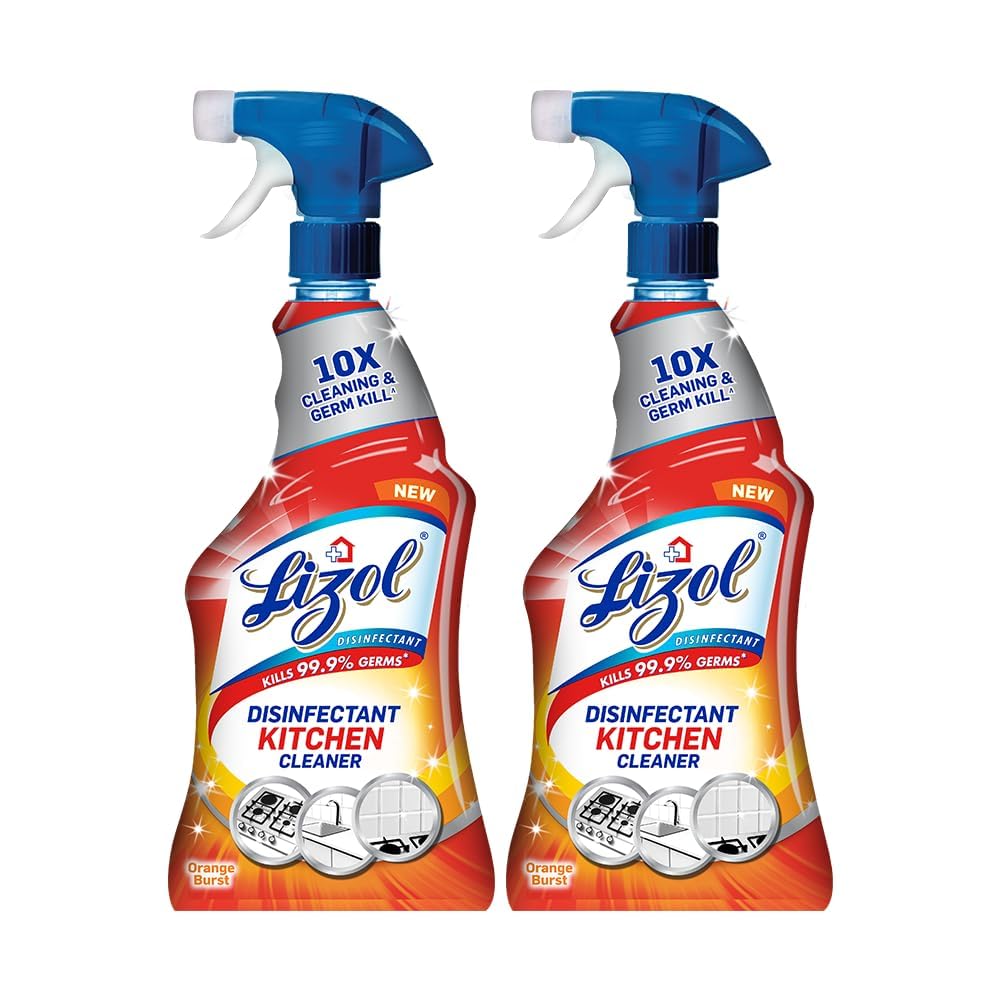 Lizol 450ml, Kitchen Cleaner Spray | Suitable for all Kitchen Surfaces, Gas Stove, Countertop, Tiles, Chimney and Sink | Kills 99.9% germs (Pack of 2)