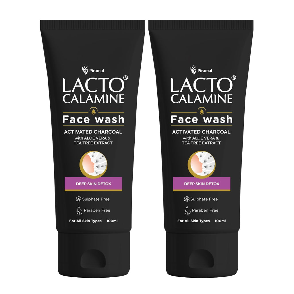 Lacto Calamine Charcoal Activates Face Wash Aloe Vera &amp; Tea Tree Extract for Deep Skin Detox