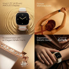 boAt Chrome Ivory Smart Watch for Women, co-Designed with GIVA, Limited Edition 925gm Silver Charm, 1.7" AMOLED Display, 1000 nits Brightness, Premium Metallic Build (Silver Charm Edition)