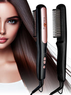 Urban yog MakeMeeBold Hair Straightener Brush & Automatic Hair Curler, Frizz Free Hair, Easy Two-Way Curling, Ceramic Coated, 5 Temperature Controls, 4 Curl Settings, Anti-Scald Design, 1200W, Black
