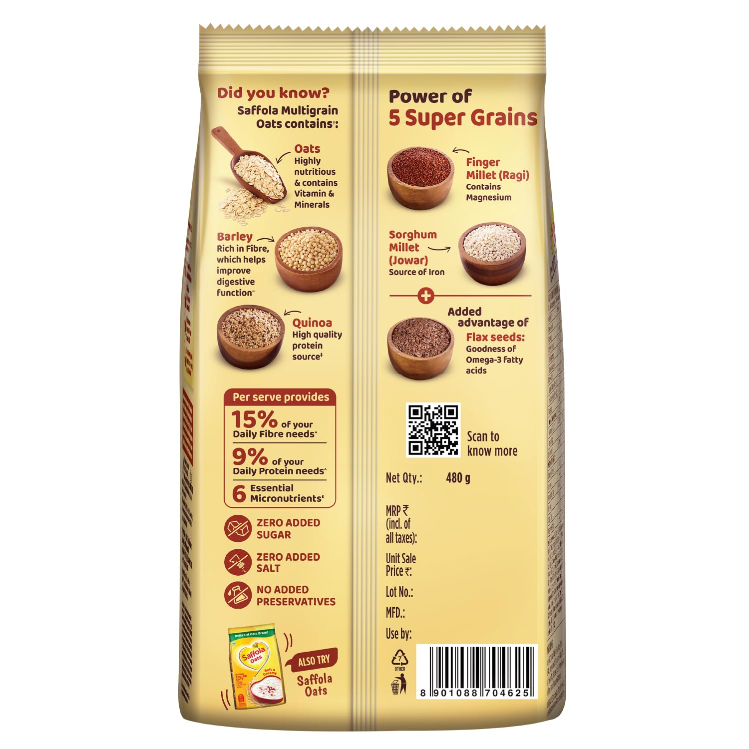Saffola Oats Multigrain | 480g