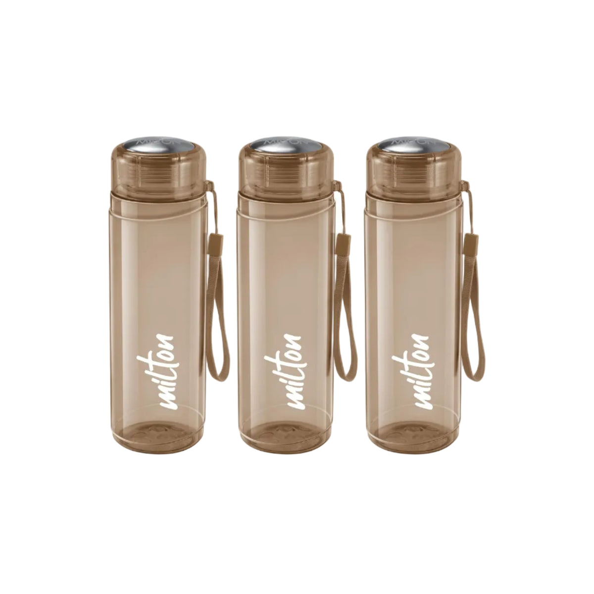 MILTON Hector 1000 Pet Water Bottle, Set of 3, 1 Litre Each, Brown, Reusable Plastic Fridge Bottle, BPA Free and Leak Proof Bottles for Travel, Work