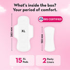 Plush Ultra-Thin Extra Large Sanitary Napkins for Women, 15 Pcs | For Light-Medium Flow | 2 Panty Liners