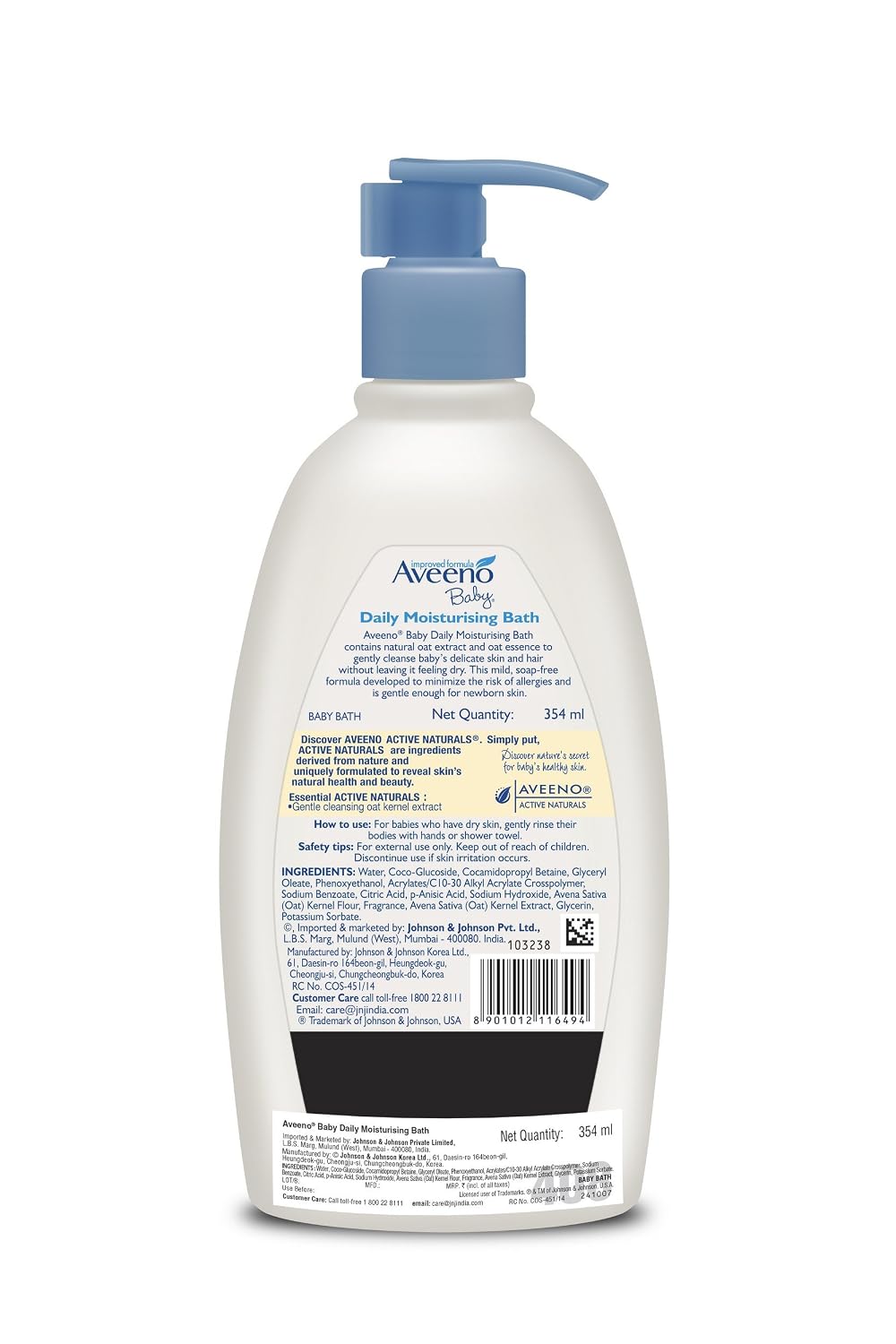 Aveeno Baby Daily Moisturising Bath for Delicate Skin 354ml & Aveeno Daily Moisturizing Body Wash for Normal to Dry Skin 354ml Combo Pack
