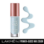 LAKMÉ 9 To 5 Primer + Gloss Glossy Finish Nail Colour, Blue Scape, 6 Ml