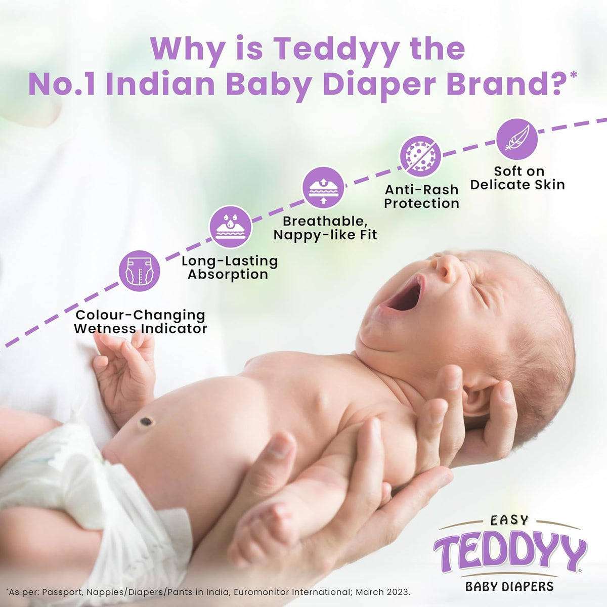 TEDDYY Easy Baby XL Size Diaper Tape Style | 56 Count (Extra Large) | 13-17 kgs (Pack of 1)