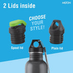 MILTON Marine 900 Stainless Steel Water Bottle, 2 Leakproof Lid, Single Walled, ISI Certified I For School, Office, Gym I 880 ml, Black