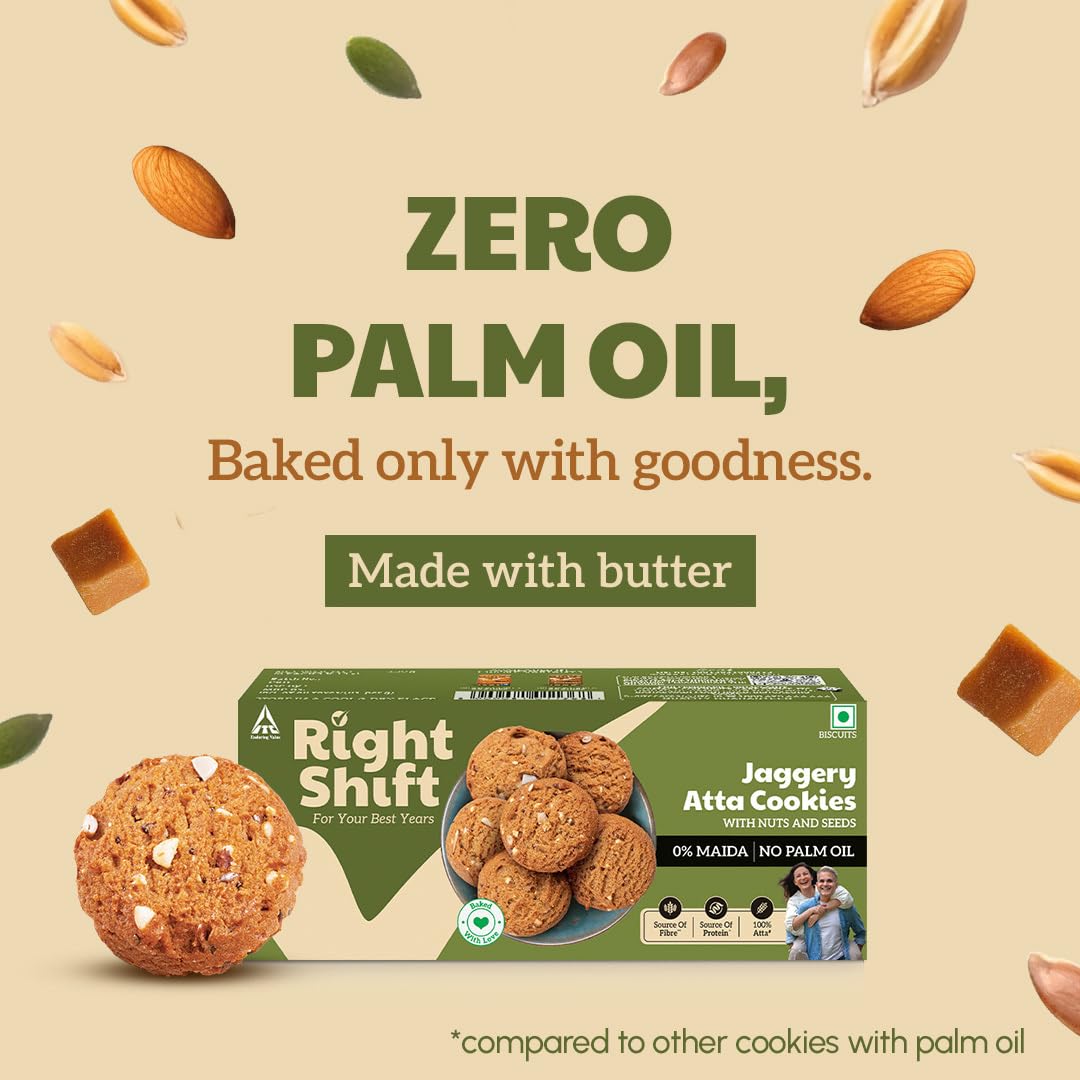 Right Shift Jaggery Atta Cookies, 120g