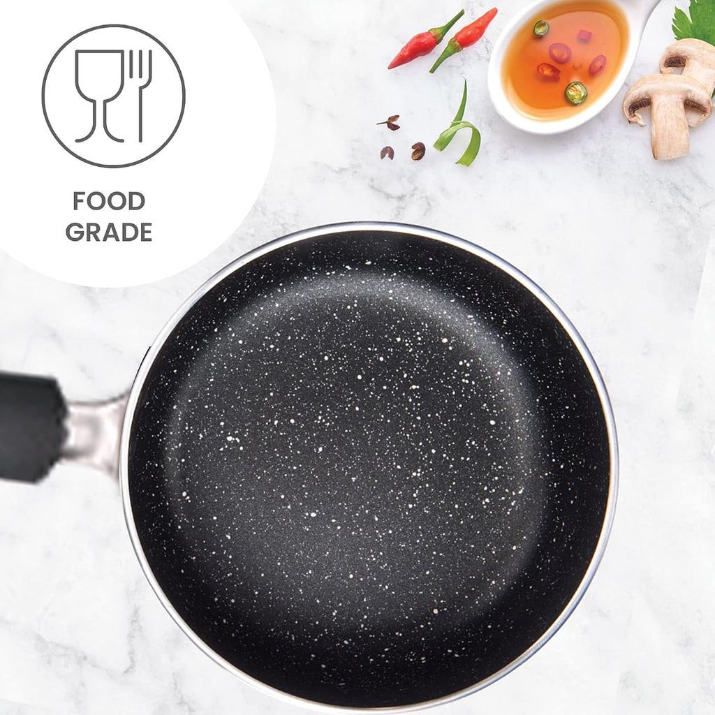 Milton Pro cook Granito Saucepan with Bakelite Handle, 14 cm, Aluminium Tea and Milk Pan, Boiling Pot, Non-Induction, 2 Years Warranty