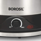 Borosil 1.5L Omni Stainless Steel Electric Kettle | Made in India | Can Boil upto 7 Eggs | Temperature Control Knob, Overheat Protection | 360° Rotating Base | Auto Cut-Off | 1 Year Warranty