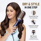 Vega Pro Volumizer Hair Blow Dryer Brush, 3 in 1 Hot Air Brush, 360° Airflow Vent, 2 in1 Quick Drying & Styling, 3 Heat/2 Speed Settings, Hair Dryer Brush, Blowout Volumizer Brush(1000-1200W, VHSD-02)