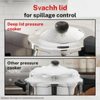 Prestige 2 Litre Stainless Steel Deluxe Alpha Svachh Outerlid Baby Handi Pressure Cooker|10 years warrantyDeep lid for spillage control|Gas & Induction compatible|ISI Certified