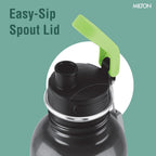 MILTON Marine 900 Stainless Steel Water Bottle, 2 Leakproof Lid, Single Walled, ISI Certified I For School, Office, Gym I 880 ml, Black