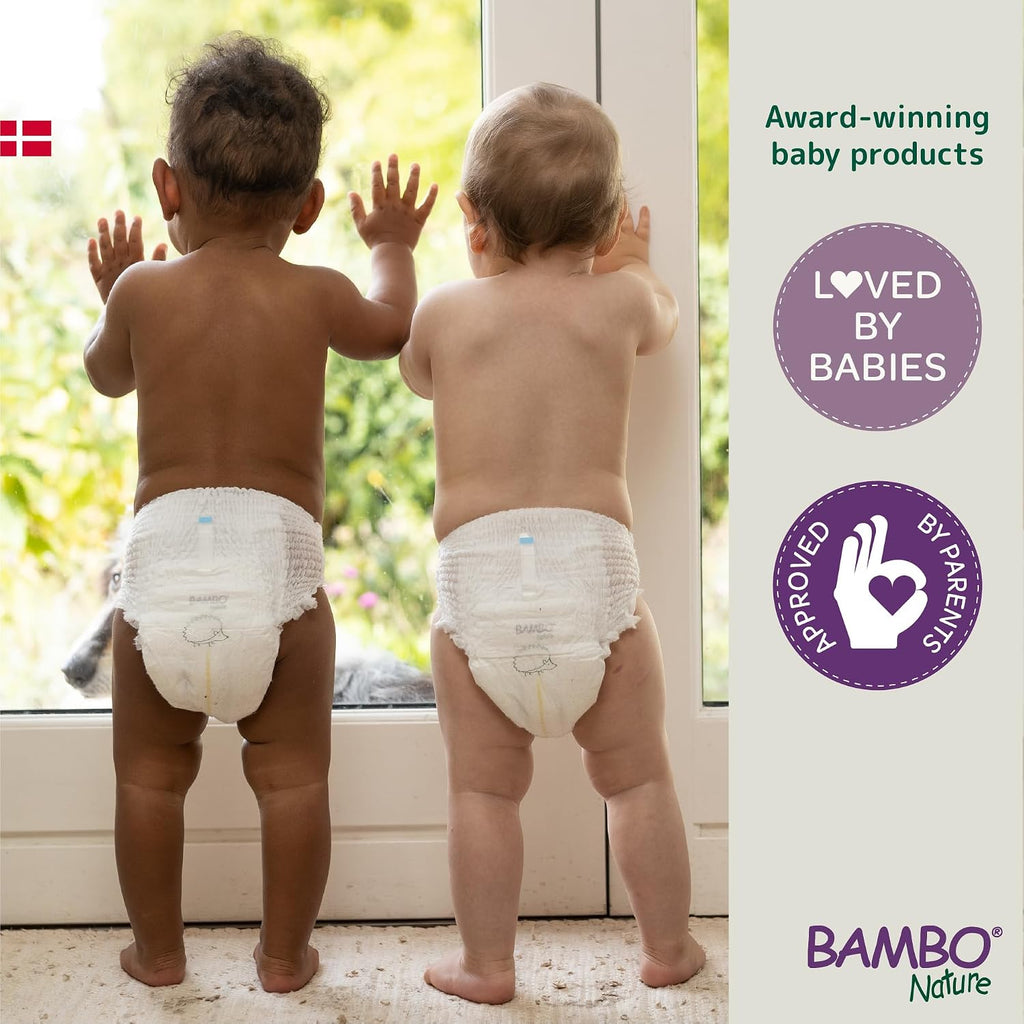 Bambo Nature Premium Baby Pants Diapers for Kids XL Size (11-17 Kgs), Super Absorbent, Breathable, Extra Soft, Dermatologically Tested, Hypoallergenic Nappies With Wetness Indicator, 95 Count