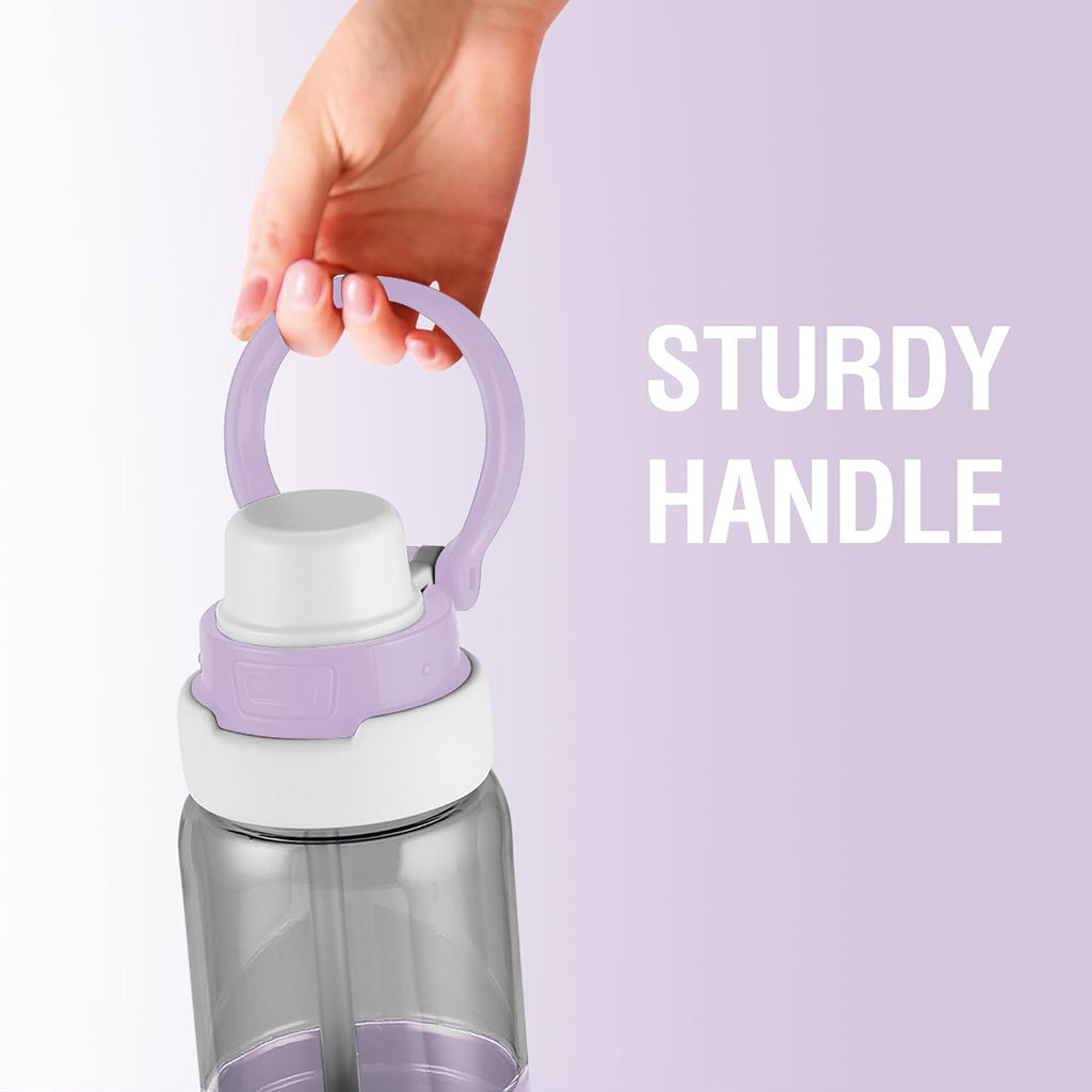 MILTON Navi 800 2-in-1 Lid Sip or Gulp Water Bottle 800 ml | Sturdy Handle I BPA Free| Food-Grade | One-Touch Open | Leak-Proof | Ideal for Office, School, College, Gym, Violet