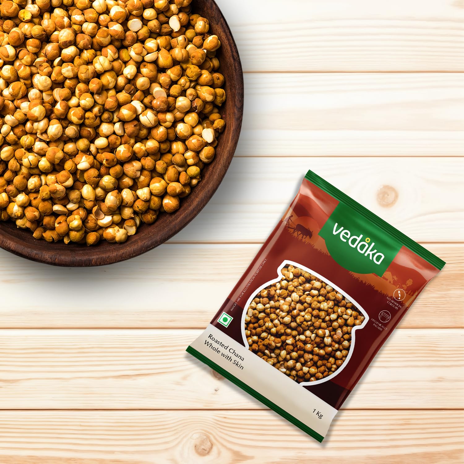 Vedaka Roasted Chana Whole With Skin | 1 Kg