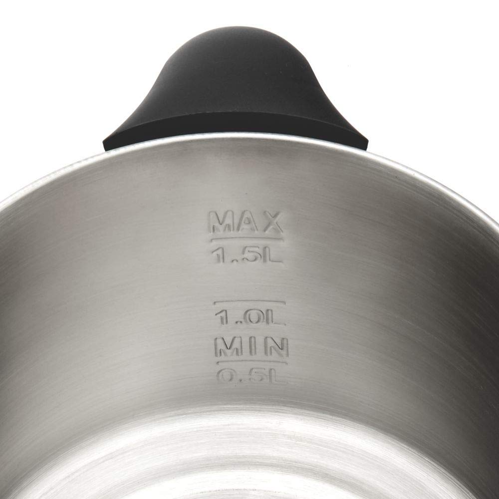 Borosil 1.5L Omni Stainless Steel Electric Kettle | Made in India | Can Boil upto 7 Eggs | Temperature Control Knob, Overheat Protection | 360° Rotating Base | Auto Cut-Off | 1 Year Warranty